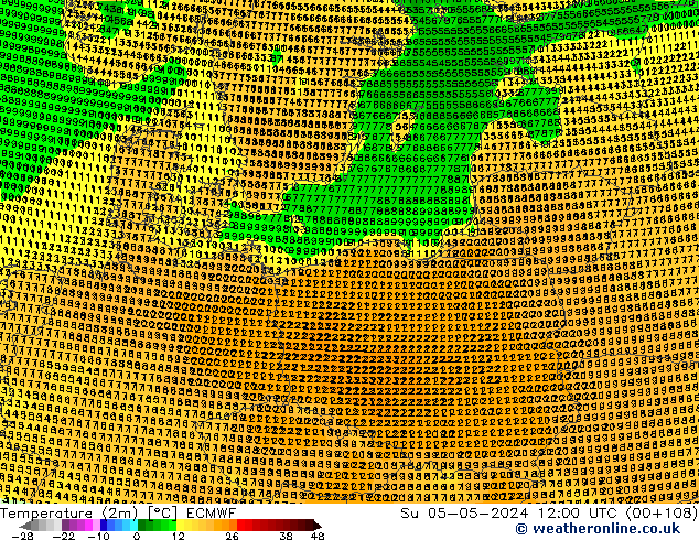 карта температуры ECMWF Вс 05.05.2024 12 UTC