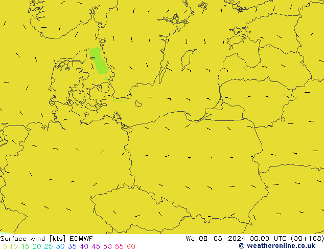 Vento 10 m ECMWF mer 08.05.2024 00 UTC