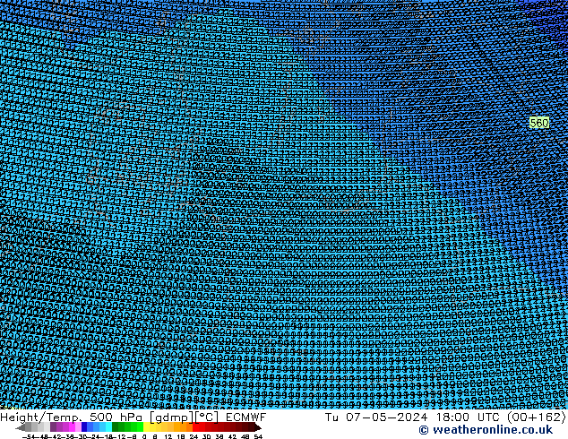 Height/Temp. 500 hPa ECMWF Tu 07.05.2024 18 UTC