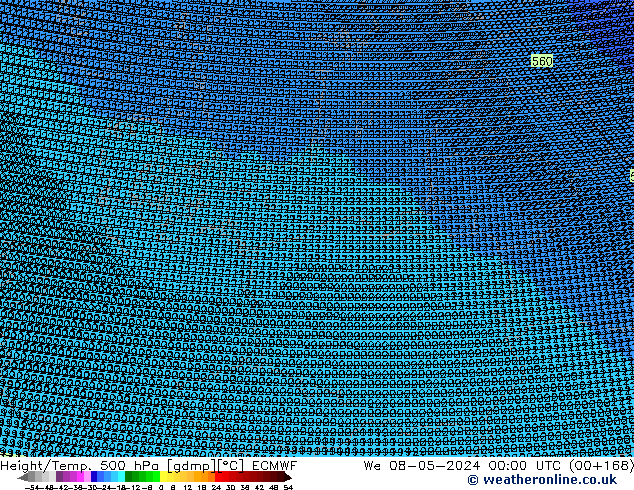 Height/Temp. 500 hPa ECMWF śro. 08.05.2024 00 UTC