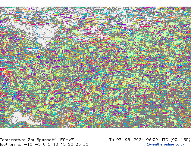 Temperatura 2m Spaghetti ECMWF mar 07.05.2024 06 UTC