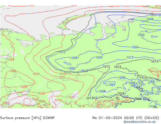 Yer basıncı ECMWF Çar 01.05.2024 00 UTC