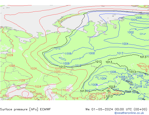 Bodendruck ECMWF Mi 01.05.2024 00 UTC