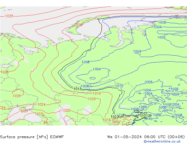 ciśnienie ECMWF śro. 01.05.2024 06 UTC