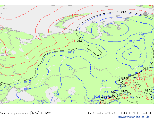 pressão do solo ECMWF Sex 03.05.2024 00 UTC