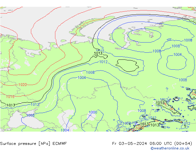 Luchtdruk (Grond) ECMWF vr 03.05.2024 06 UTC