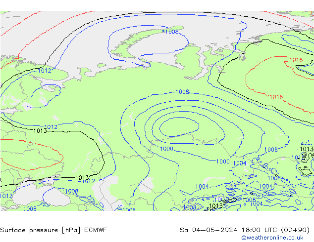 Surface pressure ECMWF Sa 04.05.2024 18 UTC