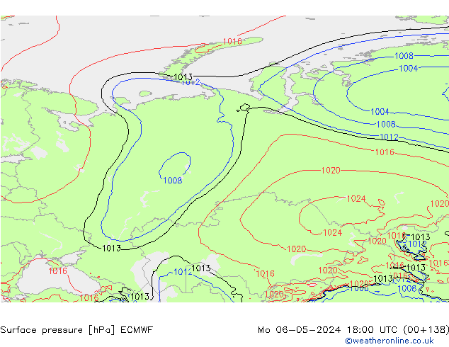 Pressione al suolo ECMWF lun 06.05.2024 18 UTC