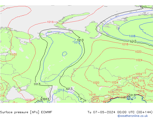 Atmosférický tlak ECMWF Út 07.05.2024 00 UTC