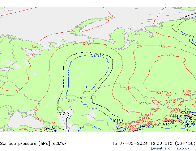 pressão do solo ECMWF Ter 07.05.2024 12 UTC