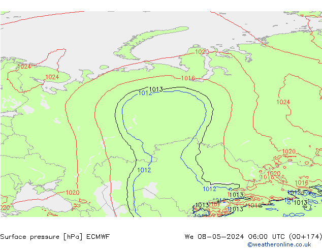 Pressione al suolo ECMWF mer 08.05.2024 06 UTC