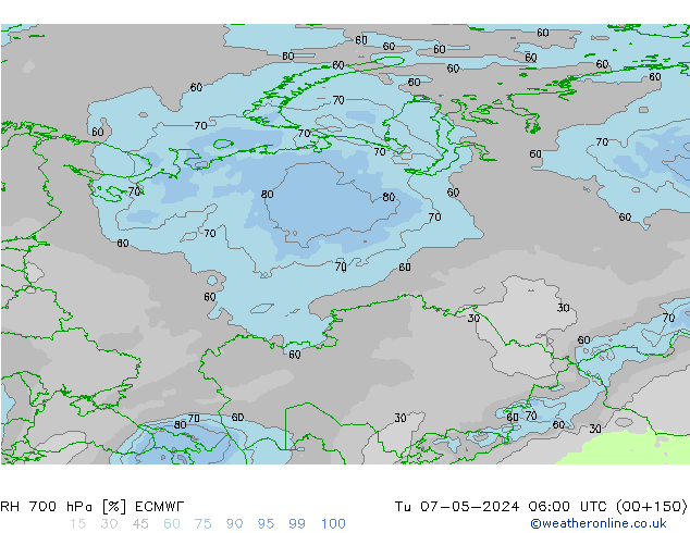 RH 700 hPa ECMWF mar 07.05.2024 06 UTC