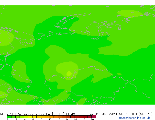 Humedad rel. 700hPa Spread ECMWF sáb 04.05.2024 00 UTC