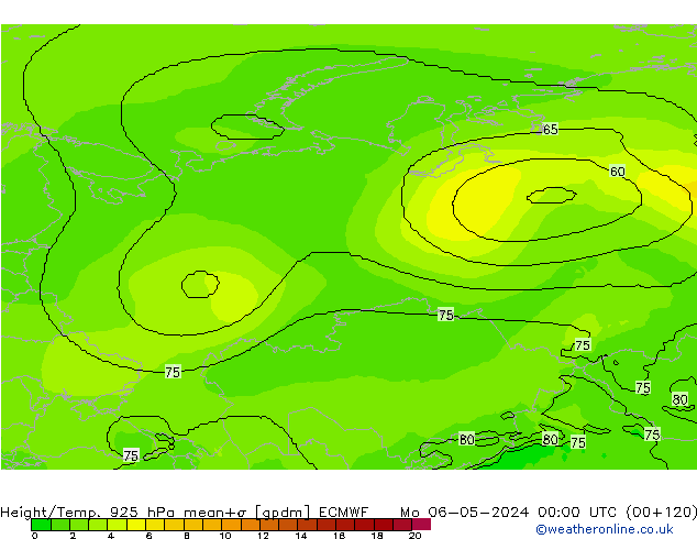 Height/Temp. 925 hPa ECMWF Seg 06.05.2024 00 UTC