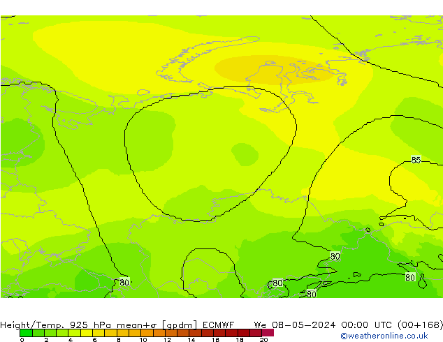 Geop./Temp. 925 hPa ECMWF mié 08.05.2024 00 UTC