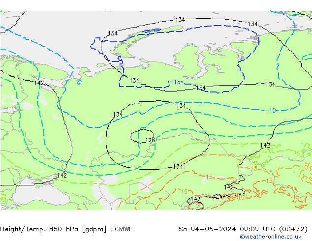 Géop./Temp. 850 hPa ECMWF sam 04.05.2024 00 UTC