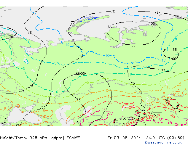 Height/Temp. 925 hPa ECMWF Fr 03.05.2024 12 UTC