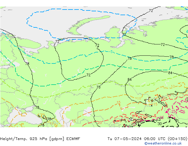 Height/Temp. 925 hPa ECMWF mar 07.05.2024 06 UTC