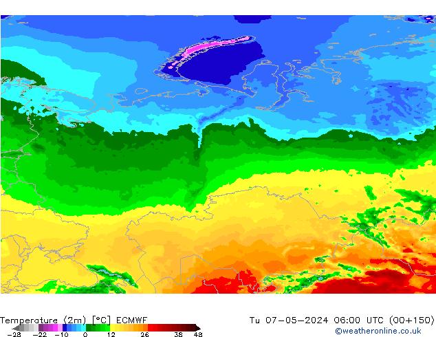 Temperatura (2m) ECMWF mar 07.05.2024 06 UTC