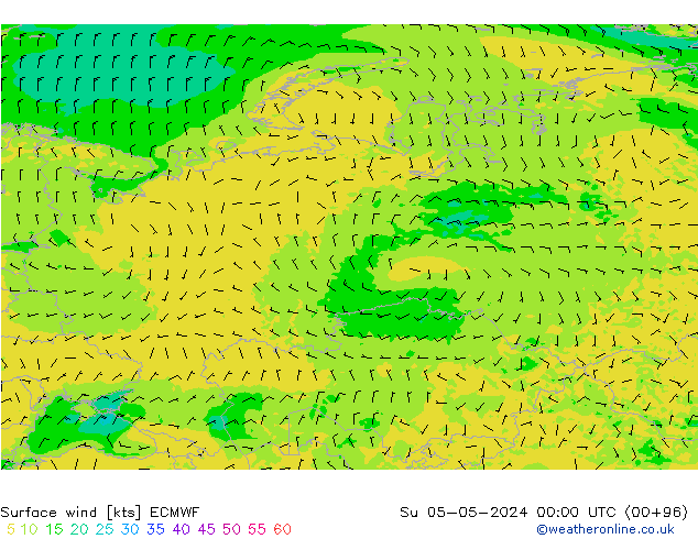 Bodenwind ECMWF So 05.05.2024 00 UTC