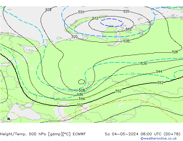 Height/Temp. 500 hPa ECMWF So 04.05.2024 06 UTC