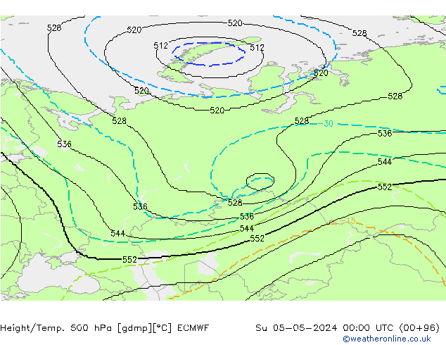 Yükseklik/Sıc. 500 hPa ECMWF Paz 05.05.2024 00 UTC