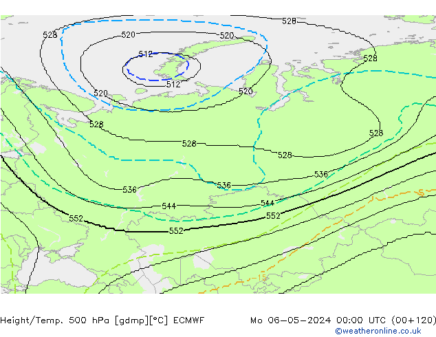 Height/Temp. 500 hPa ECMWF Mo 06.05.2024 00 UTC