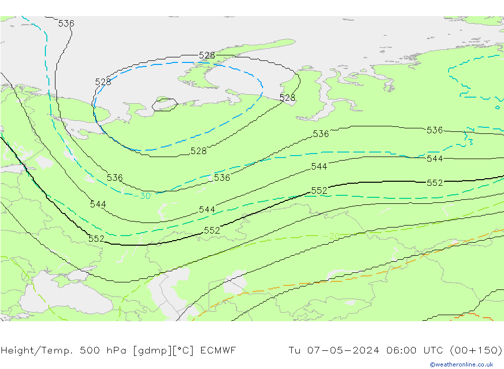 Height/Temp. 500 гПа ECMWF вт 07.05.2024 06 UTC