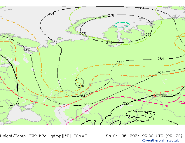 Height/Temp. 700 hPa ECMWF So 04.05.2024 00 UTC