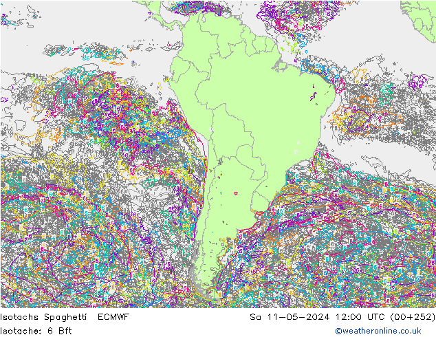 Isotaca Spaghetti ECMWF sáb 11.05.2024 12 UTC
