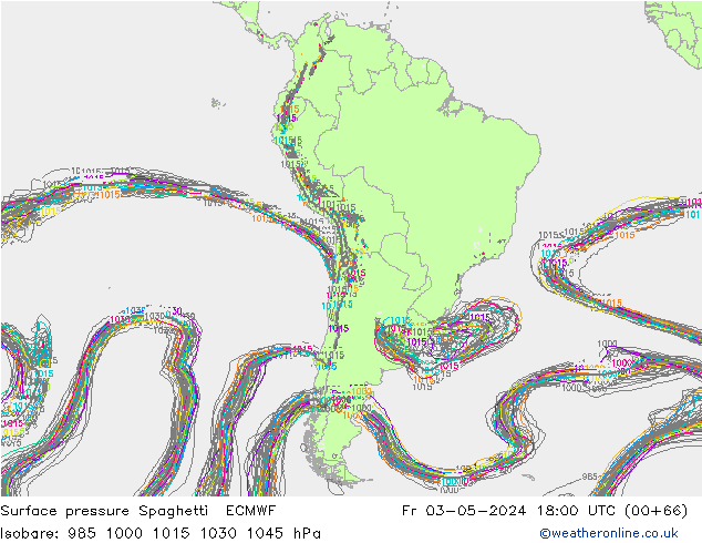 Surface pressure Spaghetti ECMWF Fr 03.05.2024 18 UTC