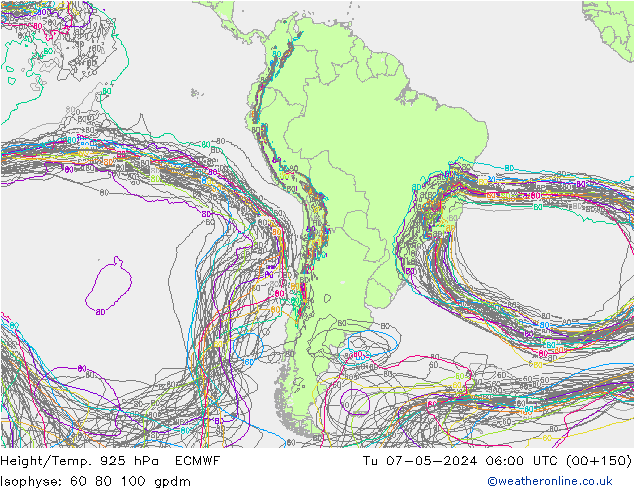 Yükseklik/Sıc. 925 hPa ECMWF Sa 07.05.2024 06 UTC