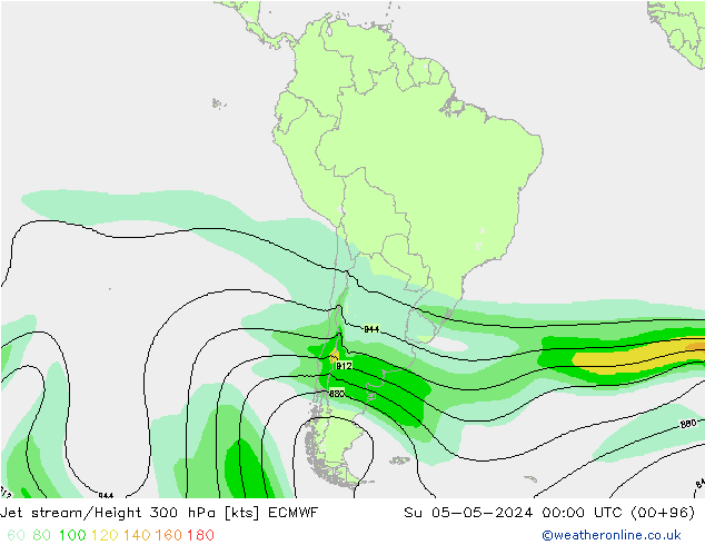 Jet stream/Height 300 hPa ECMWF Su 05.05.2024 00 UTC