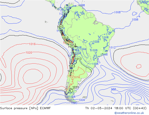 Surface pressure ECMWF Th 02.05.2024 18 UTC