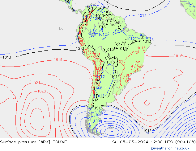 Luchtdruk (Grond) ECMWF zo 05.05.2024 12 UTC