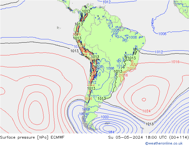 Presión superficial ECMWF dom 05.05.2024 18 UTC