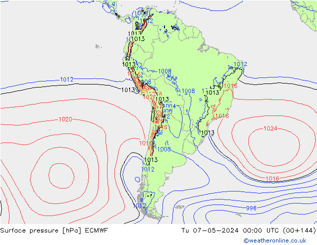 Luchtdruk (Grond) ECMWF di 07.05.2024 00 UTC