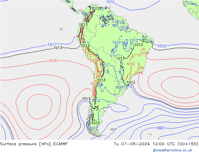 Atmosférický tlak ECMWF Út 07.05.2024 12 UTC