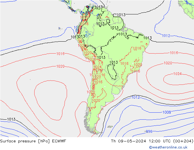 Surface pressure ECMWF Th 09.05.2024 12 UTC