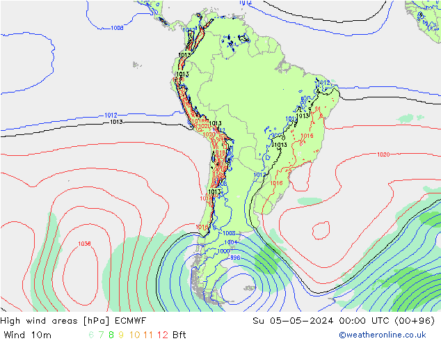 High wind areas ECMWF Su 05.05.2024 00 UTC