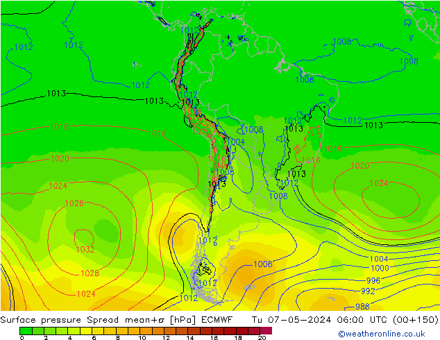 ciśnienie Spread ECMWF wto. 07.05.2024 06 UTC