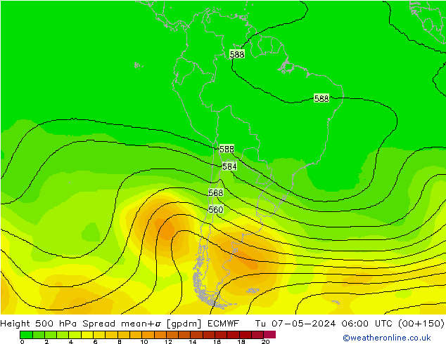 Géop. 500 hPa Spread ECMWF mar 07.05.2024 06 UTC