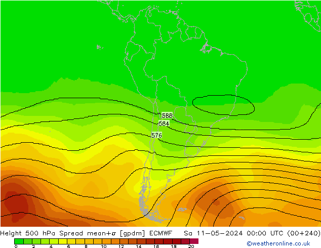 500 hPa Yüksekliği Spread ECMWF Cts 11.05.2024 00 UTC