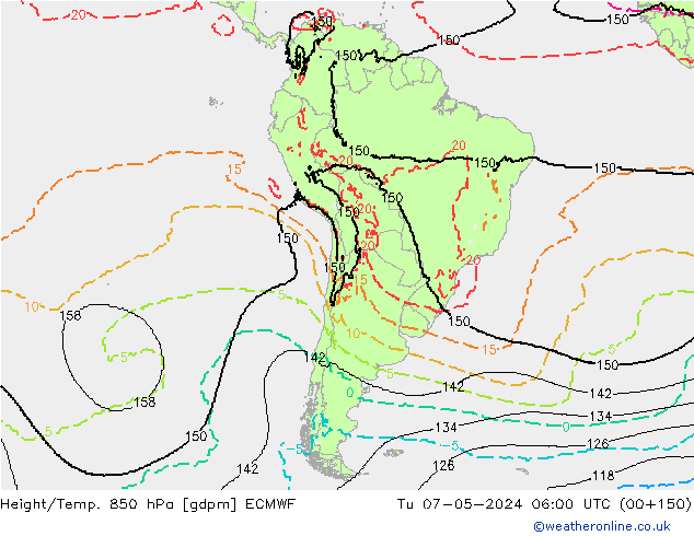 Height/Temp. 850 hPa ECMWF Tu 07.05.2024 06 UTC