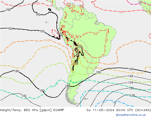 Hoogte/Temp. 850 hPa ECMWF za 11.05.2024 00 UTC