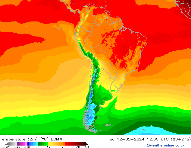 Temperature (2m) ECMWF Su 12.05.2024 12 UTC