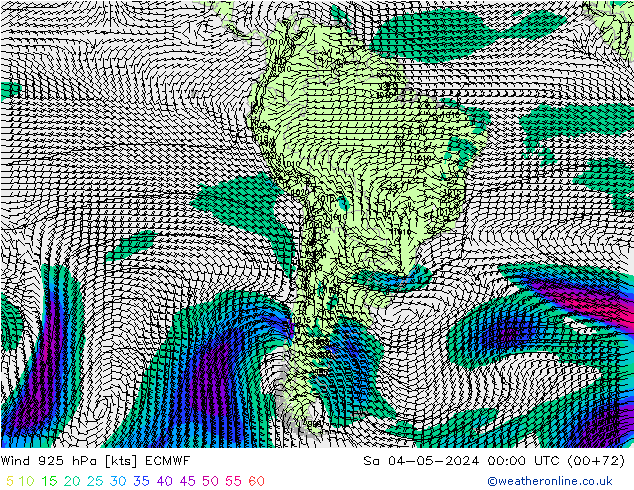 Vent 925 hPa ECMWF sam 04.05.2024 00 UTC