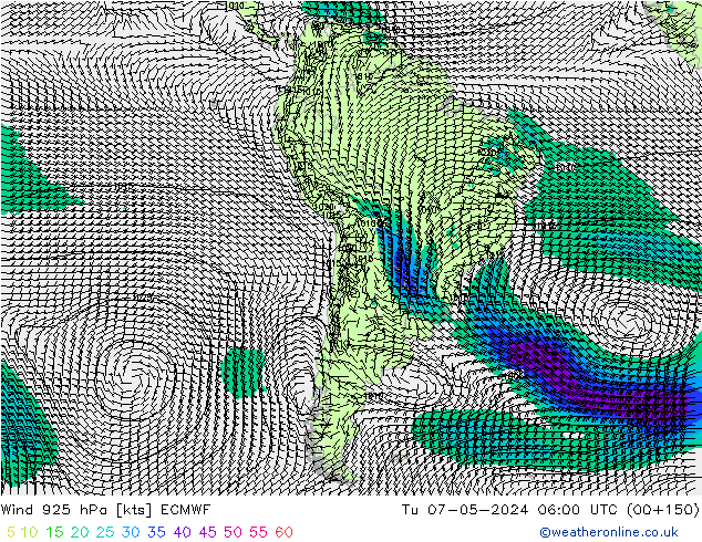 Wind 925 hPa ECMWF Tu 07.05.2024 06 UTC