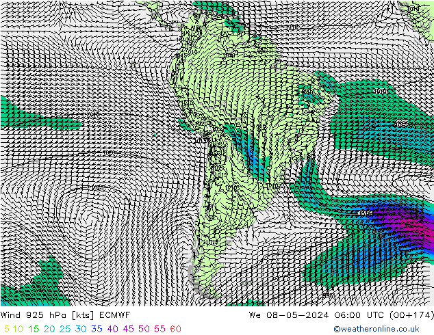 Wind 925 hPa ECMWF We 08.05.2024 06 UTC