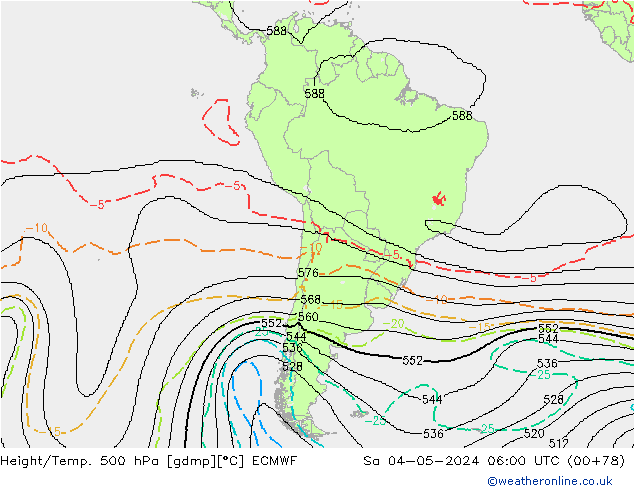 Height/Temp. 500 hPa ECMWF Sa 04.05.2024 06 UTC